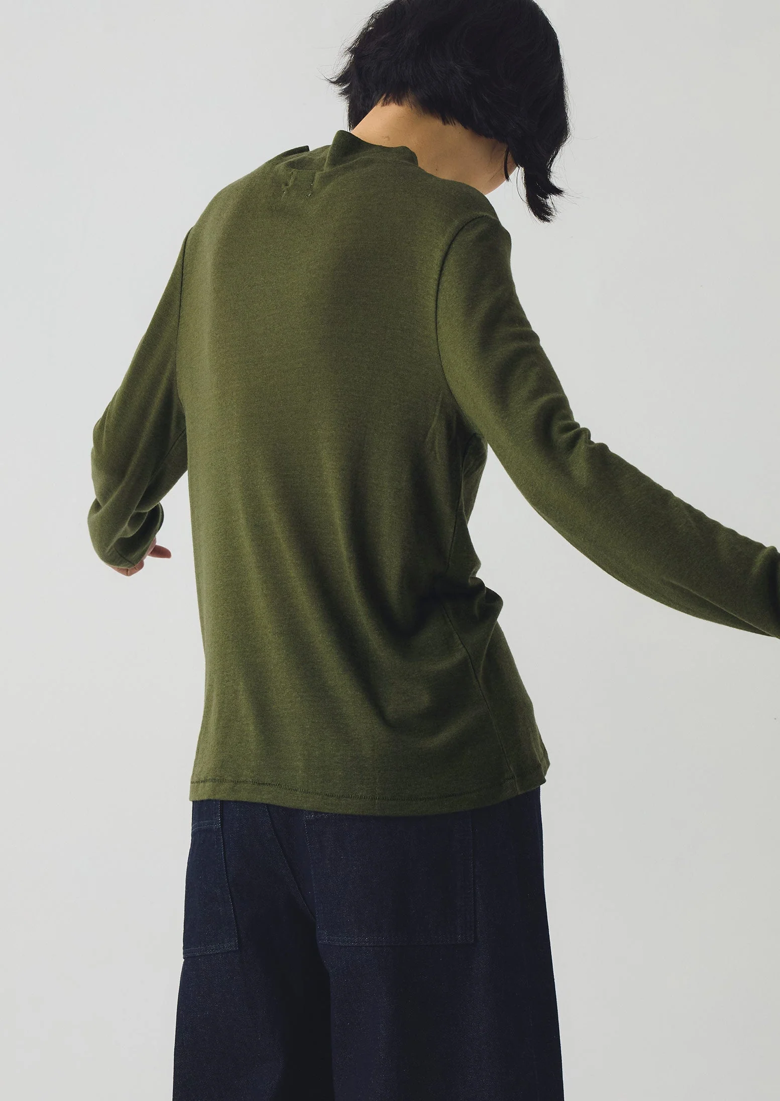 Aster High Neck Wool Lyocell Tee | Artichoke - Image 3