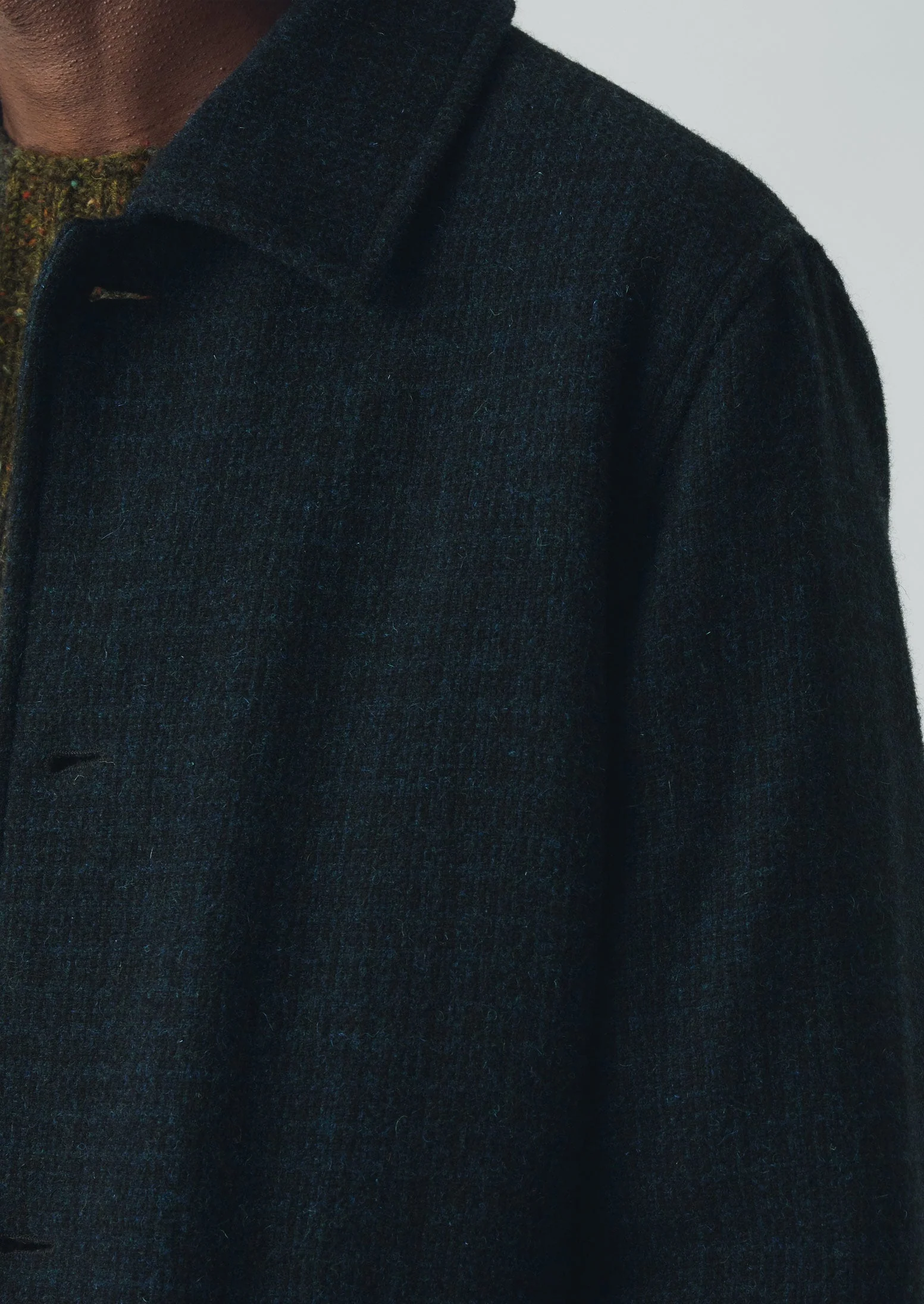 Brick Block Check Wool Chore Jacket | Charcoal/Blue - Image 5