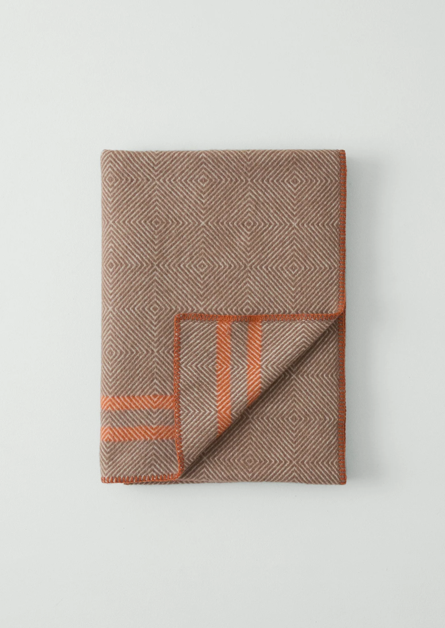 Diamond Stripe Wool Blanket | Dusty Lilac/Coral - Image 3