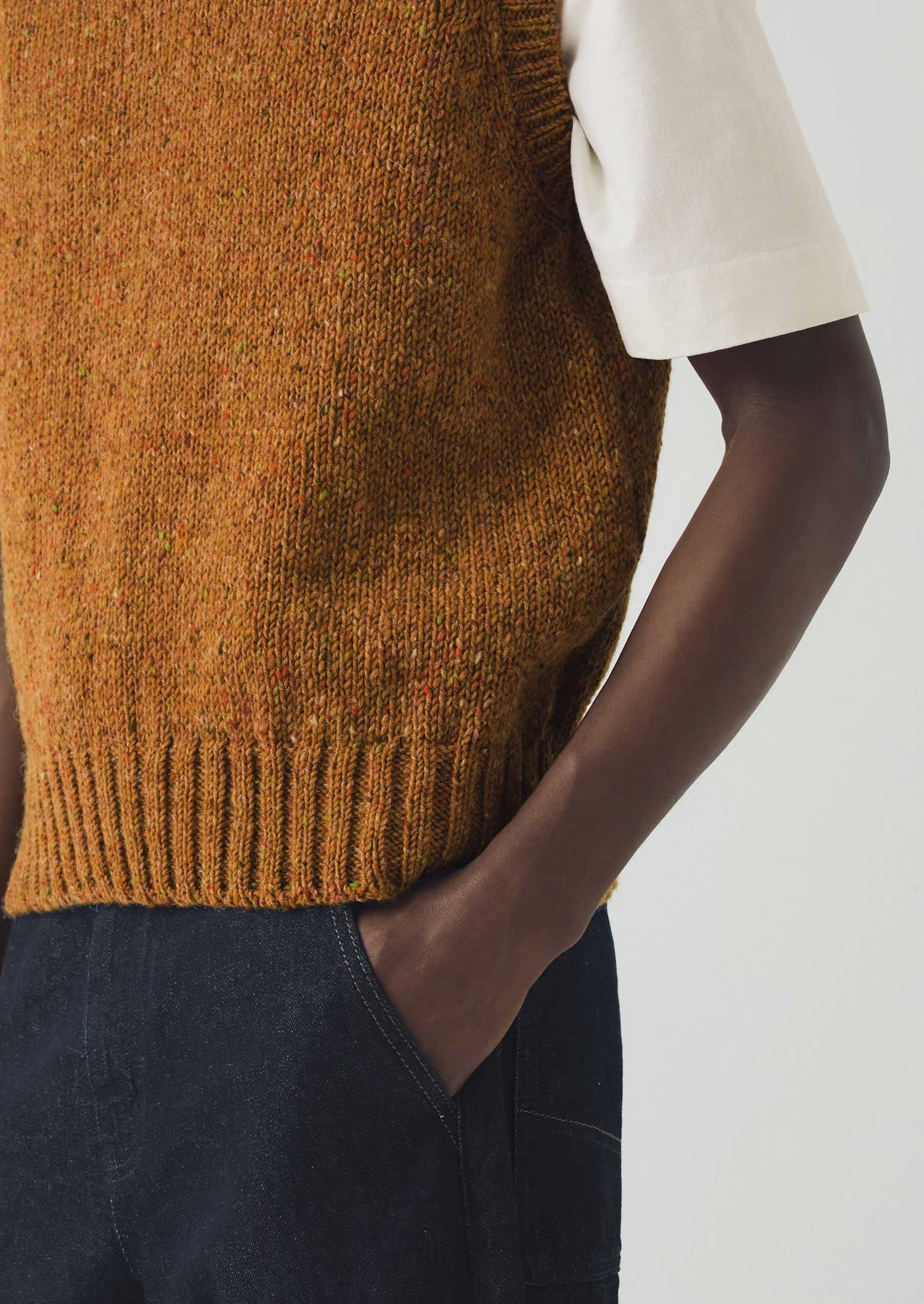 Donegal Wool Knitted Tank | Ochre - Image 3
