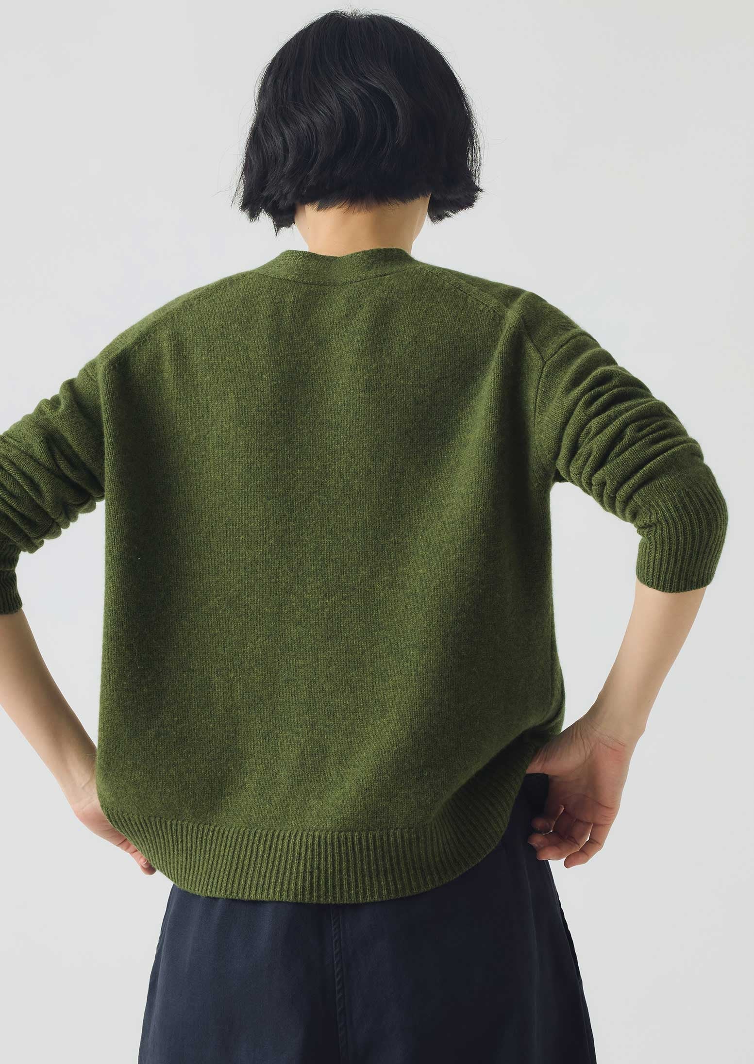 Ffion Wool Cashmere Boxy Cardigan | Lawn Green - Image 4