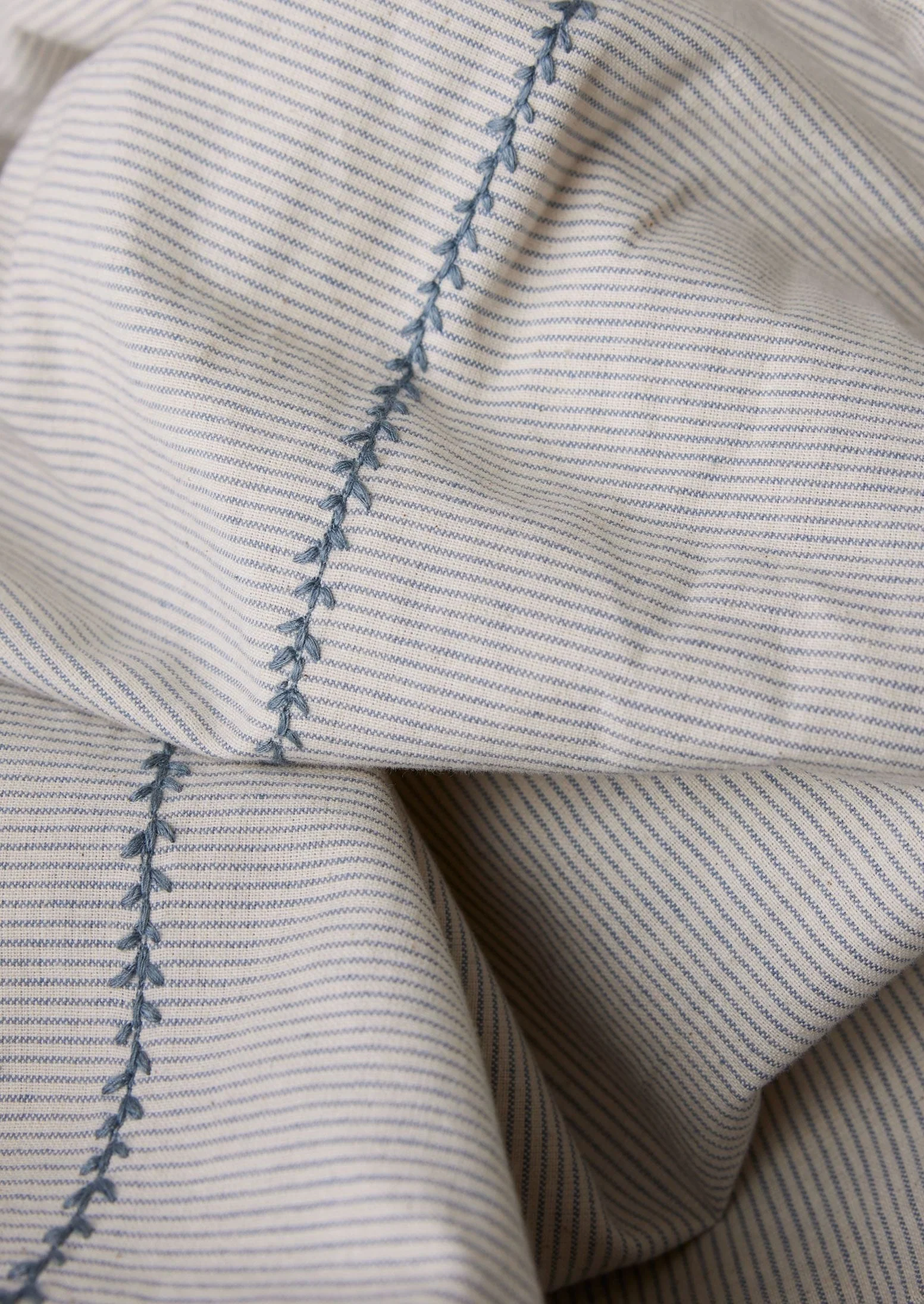 Fine Stripe Cotton Duvet Cover | Ecru/Smoke Blue - Image 6