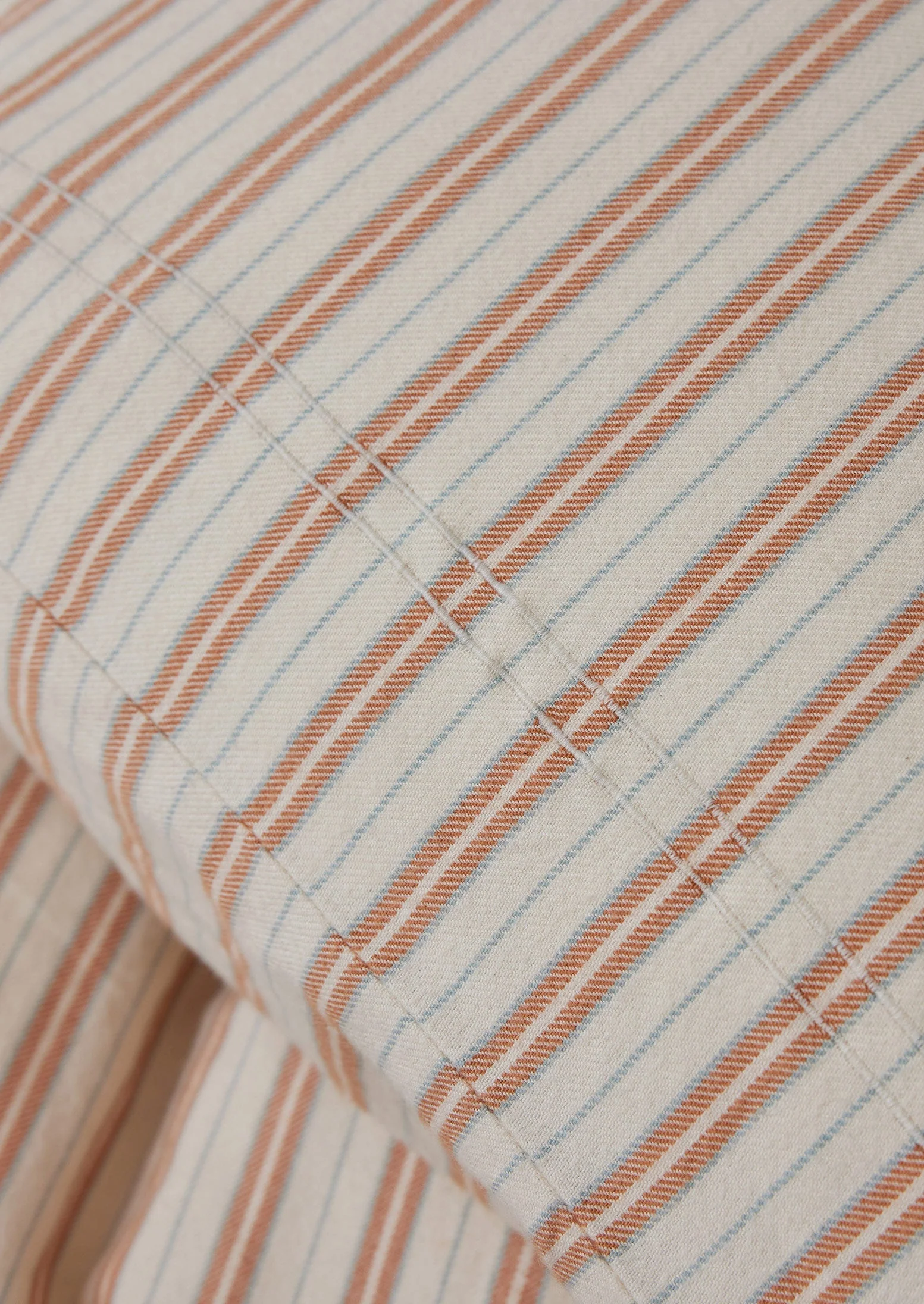 Ines Stripe Cotton Flannel Housewife Pillowcase Set | Apricot/Soft Blue - Image 4