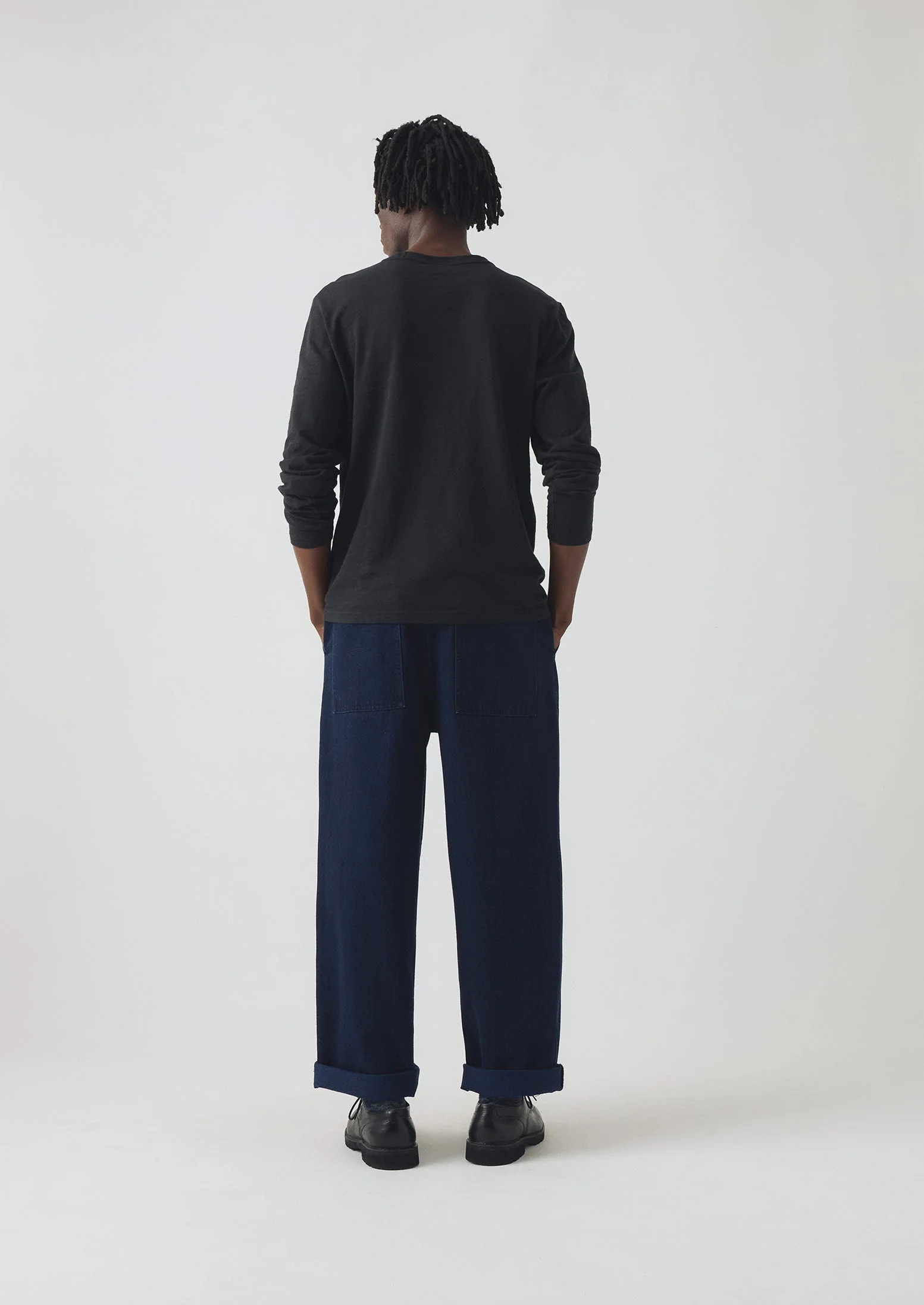 Japanese Denim Wide Leg Trousers | Indigo - Image 3