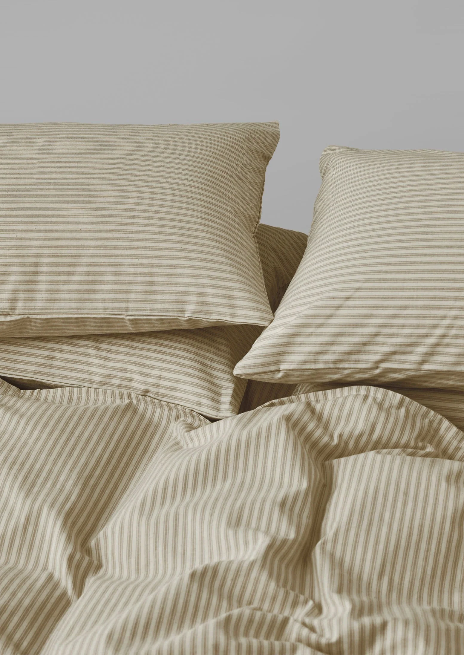 Ticking Stripe Cotton Duvet Cover | Ecru/Straw - Image 3