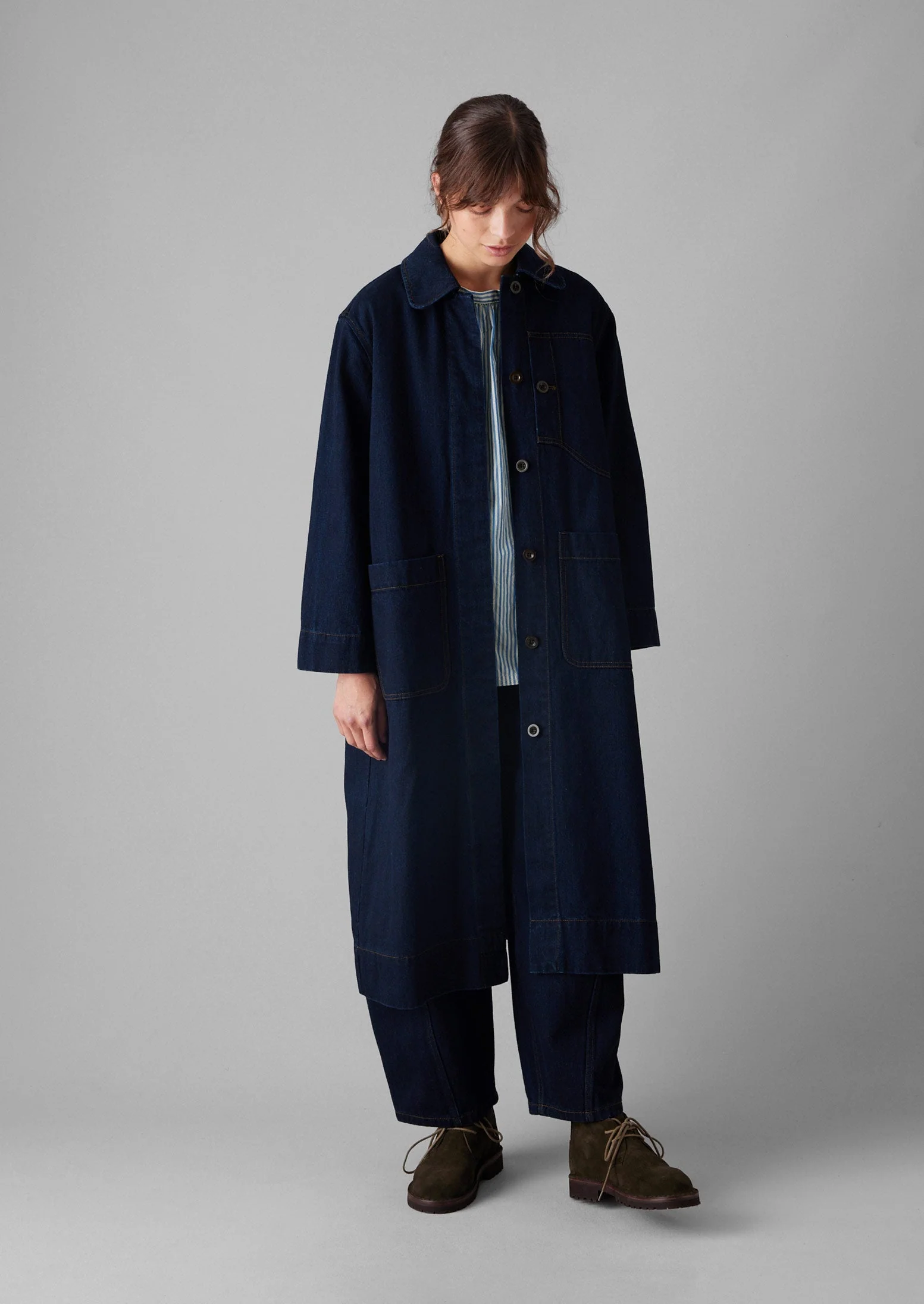 Patch Pocket Japanese Denim Coat | Indigo - Image 7