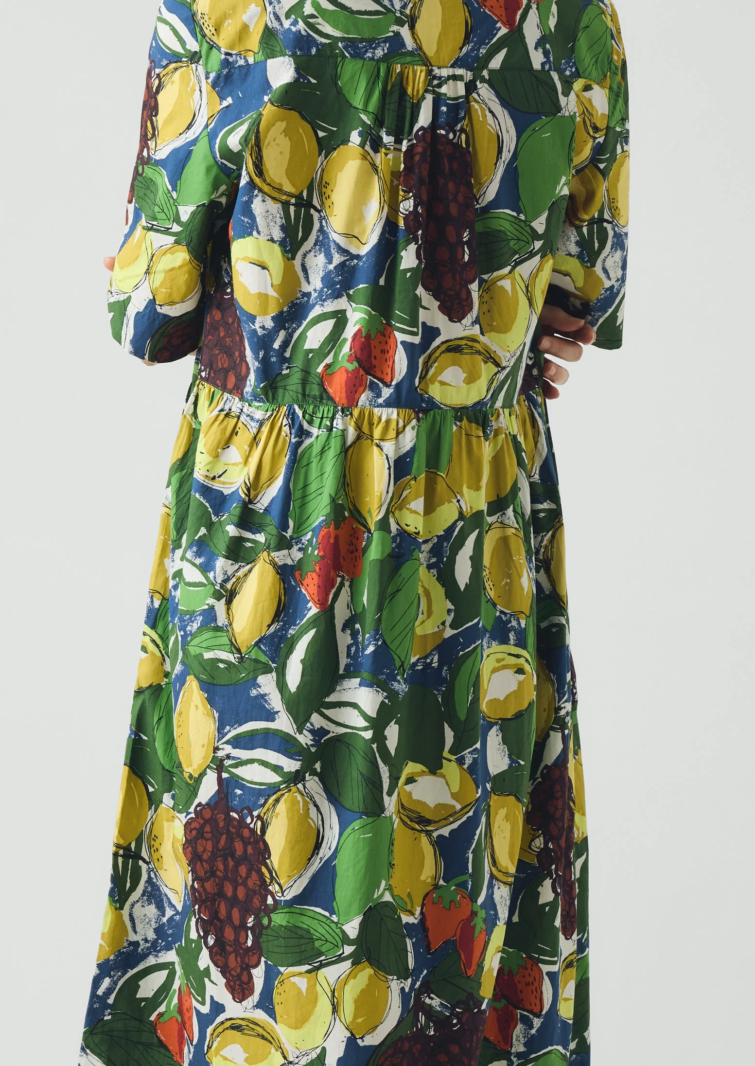 Selma Sketched Fruit Print Shirt Dress | Verdigris/Multi - Image 5