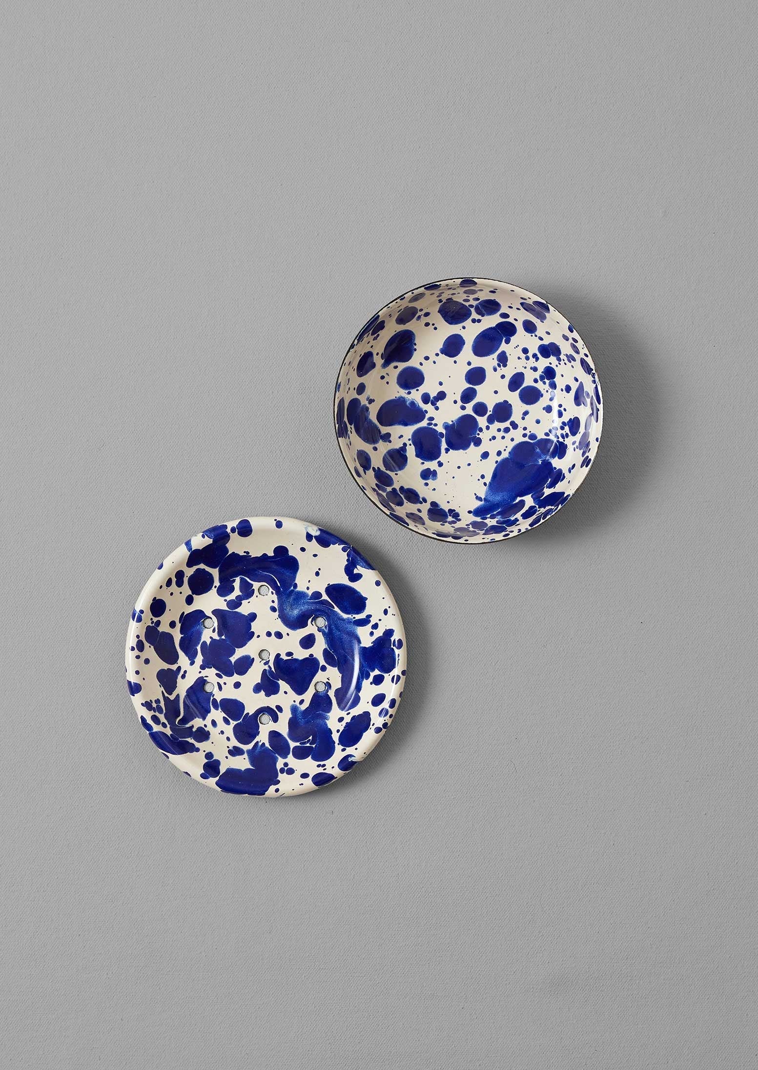 Splatter Enamel Soap Dish | Cream/Blue - Image 4
