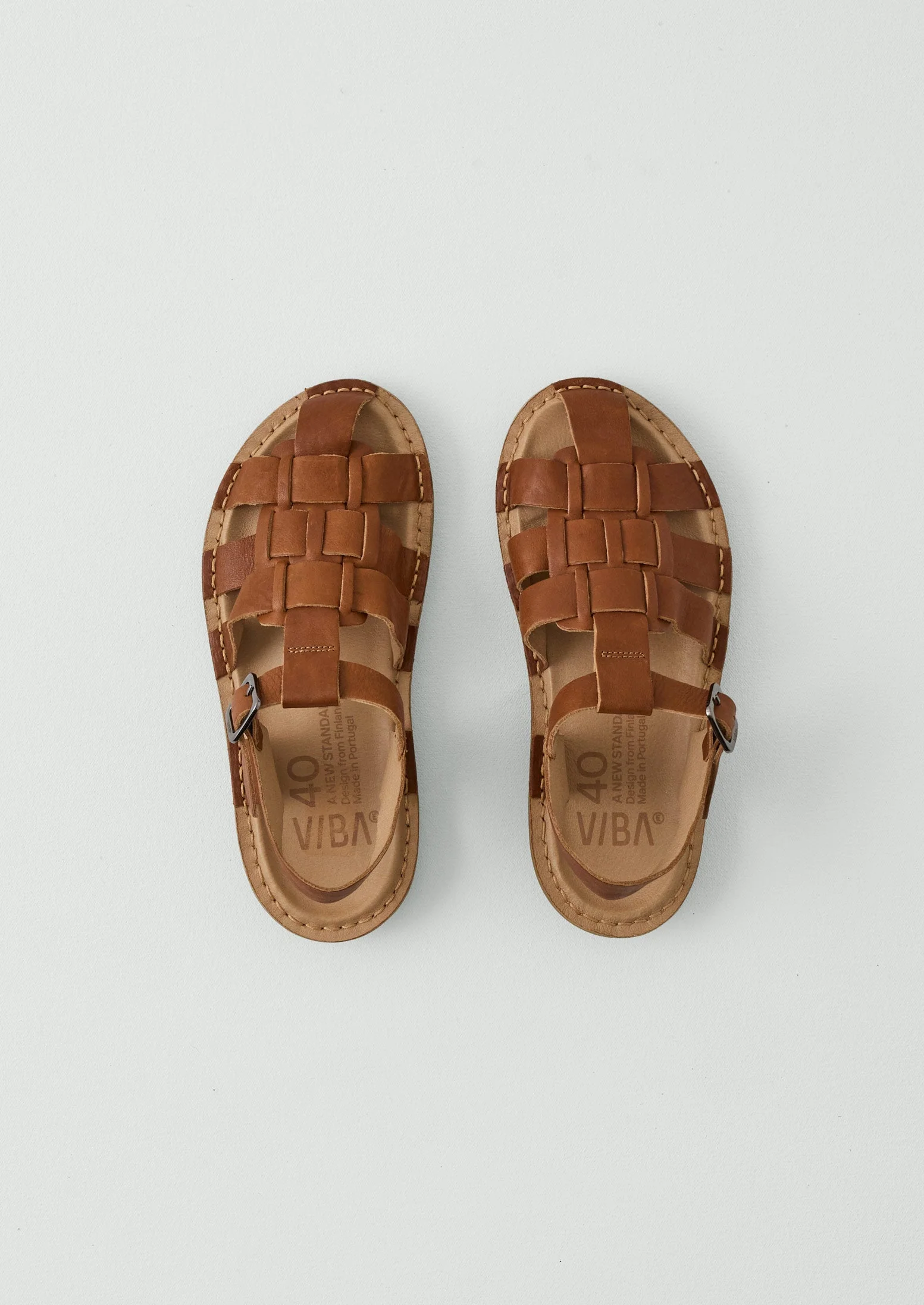 Vibae Leather Fisherman Buckle Sandals | Tan - Image 3