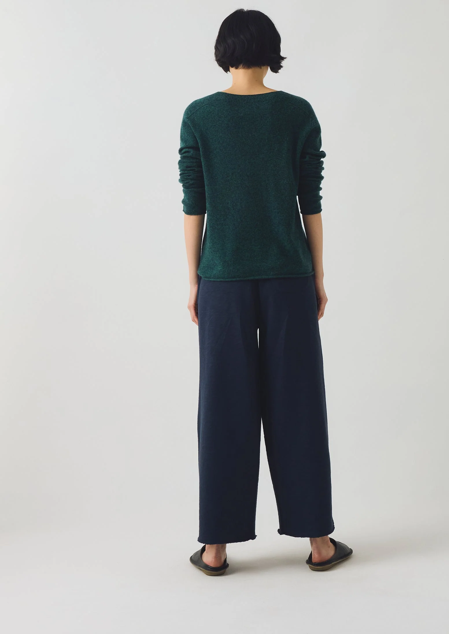 Wool Cashmere Neat Sweater | Forest Marl - Image 3