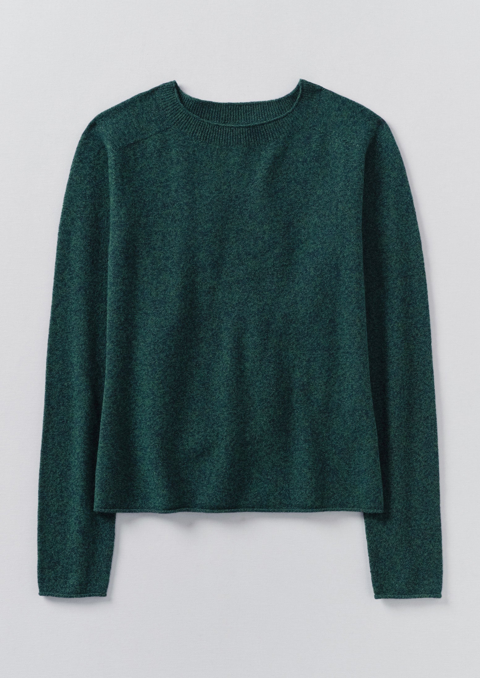Wool Cashmere Neat Sweater | Forest Marl - Image 4